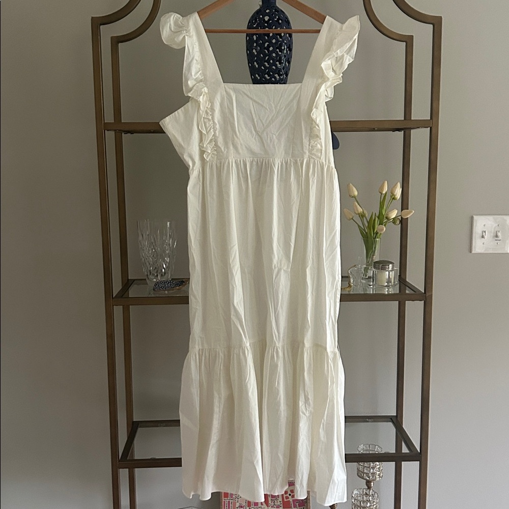 White Ruffle Strap Maxi Dress